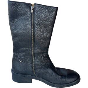 Born Hand Crafted Footwear Low Heel Mid Calf Black Leather Boots Women's Size 7